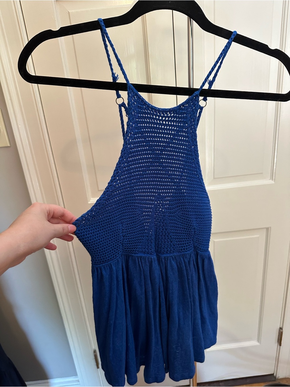 Free People Royal Blue Crochet Tank Top